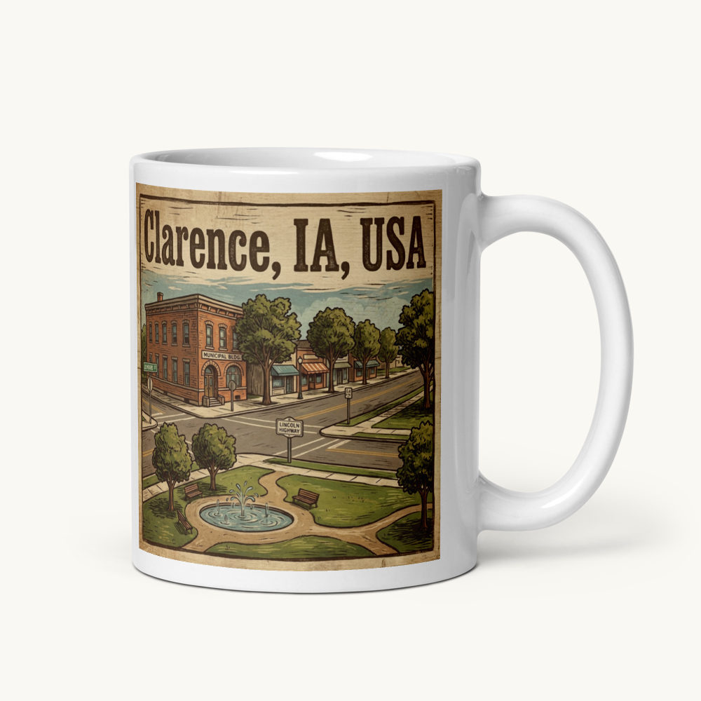Clarence, IA Coffee Mug